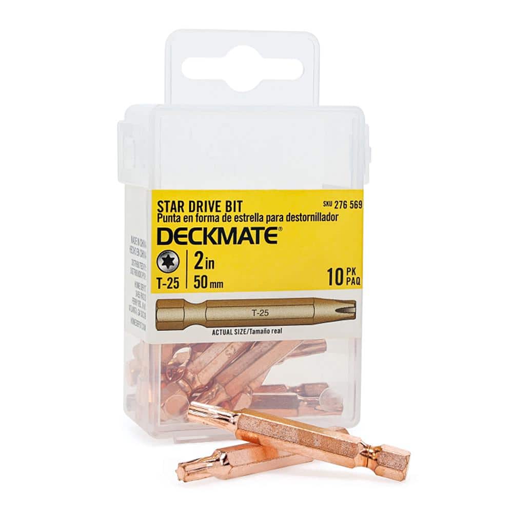 DECKMATE T-25 1/4 in. Carbon Steel Star Bit with Case (10-Pack)