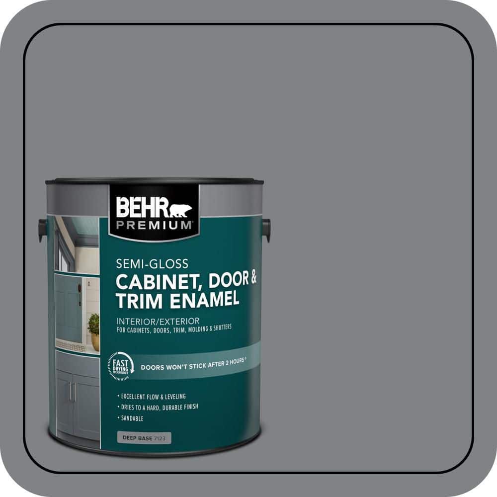 BEHR PREMIUM 1 gal. #PPU26-03 Legendary Gray Semi-Gloss Enamel Interior/Exterior Cabinet, Door & Trim Paint