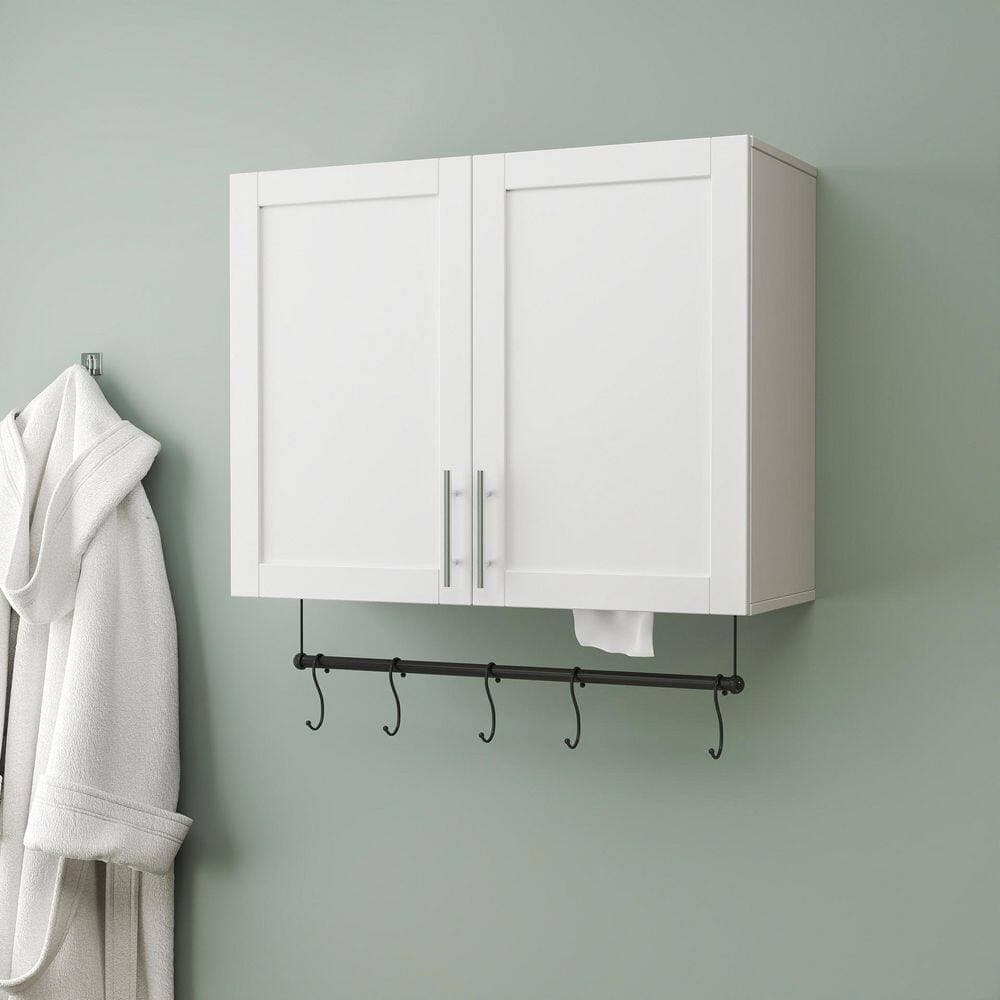 Tahanbath 11.81 in. W x 31.50 in. D x 29.92 in. H Bathroom Storage Wall Cabinet in White with 2 Doors and Shelves (2)
