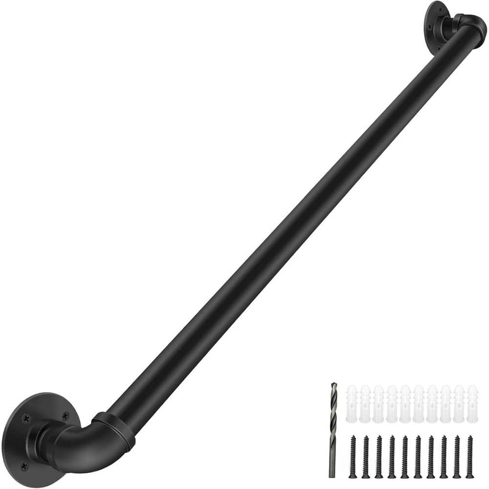 Afoxsos 4 ft. Metal Pipe Staircase Handrail Industrial Railing 1.25 in. Tube Diameter for Indoor Stairs Wall Mount Support (1)