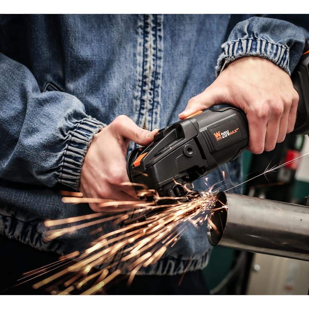 WEN 20-Volt Max Brushless Cordless 4-1/2 in. Angle Grinder with 4. 0Ah Lithium-Ion Battery and Charger (3)