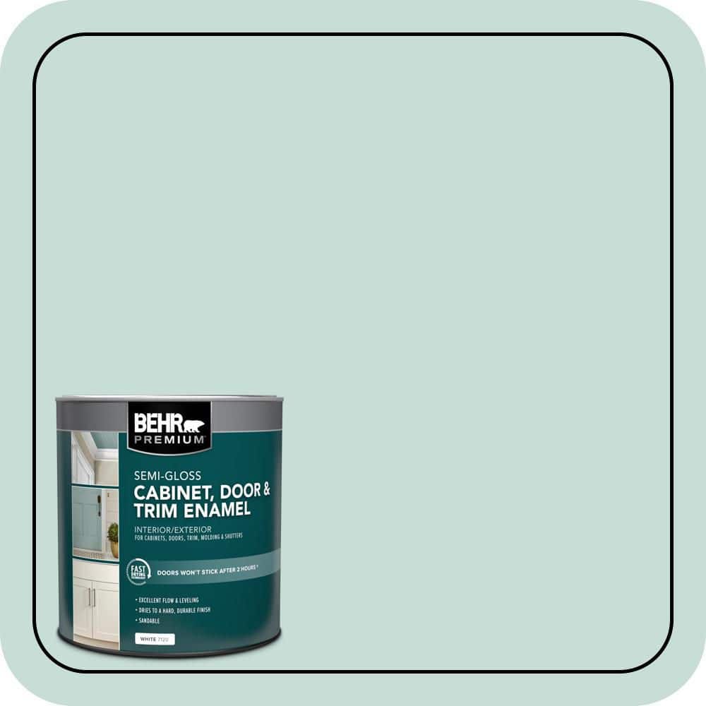 BEHR PREMIUM 1 qt. #MQ3-20 Whipped Mint Semi-Gloss Enamel Interior/Exterior Cabinet, Door & Trim Paint