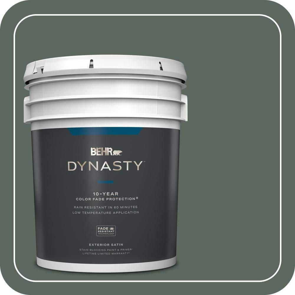 BEHR DYNASTY 5 gal. #N420-6 Pine Mountain Satin Enamel Exterior Stain-Blocking Paint & Primer