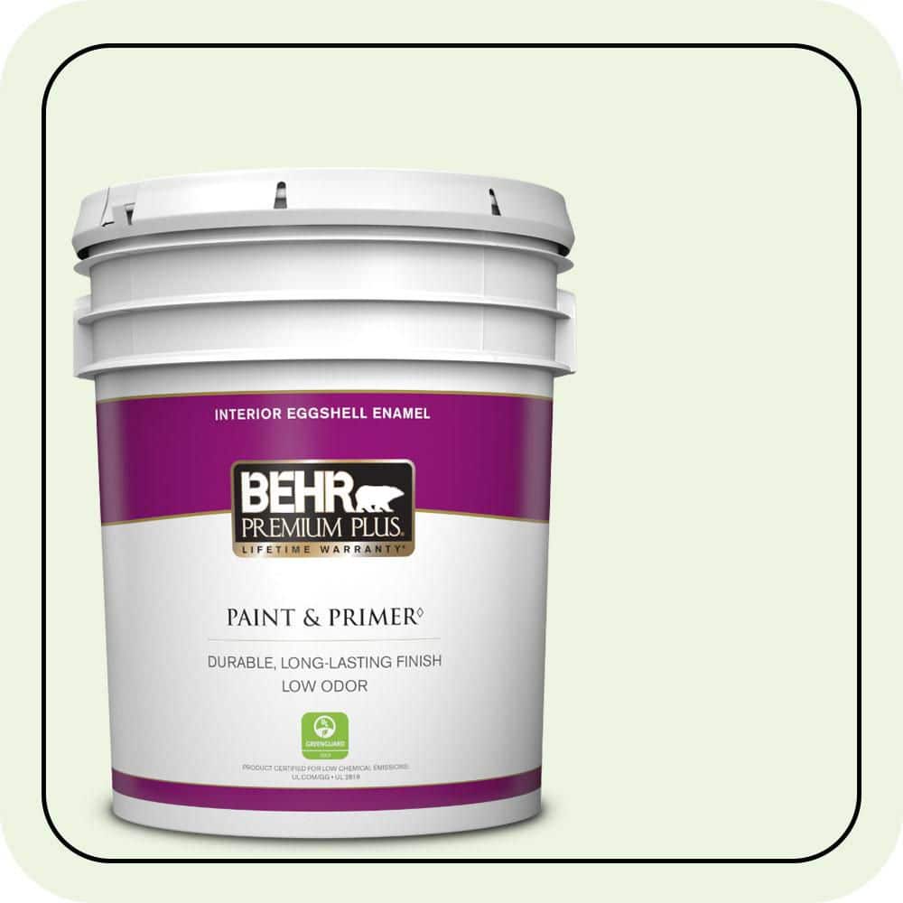 BEHR PREMIUM PLUS 5 gal. #430A-1 Mint Hint Eggshell Enamel Low Odor Interior Paint & Primer