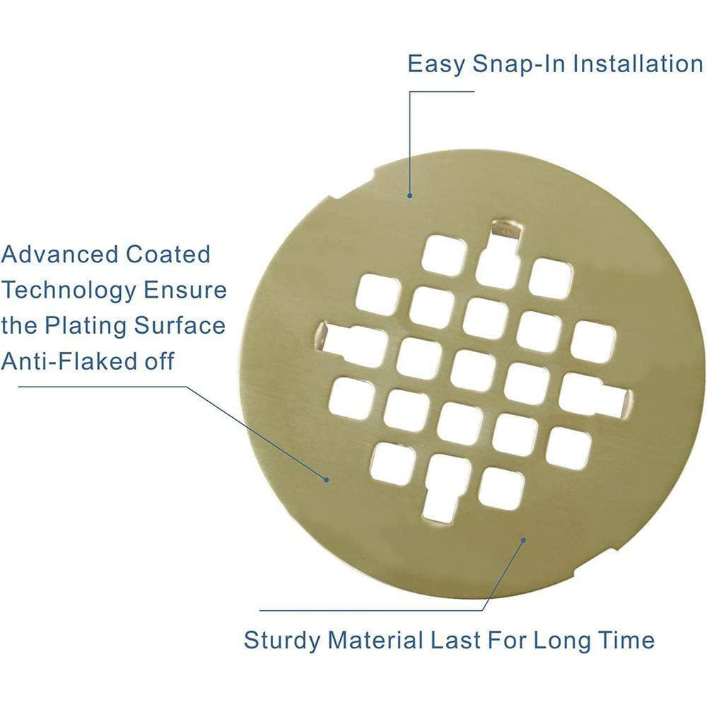 Dyiom 4.25 in. W x 4.25 in. D Golden Embedded shower drain cover, circular shower filter mesh (3)