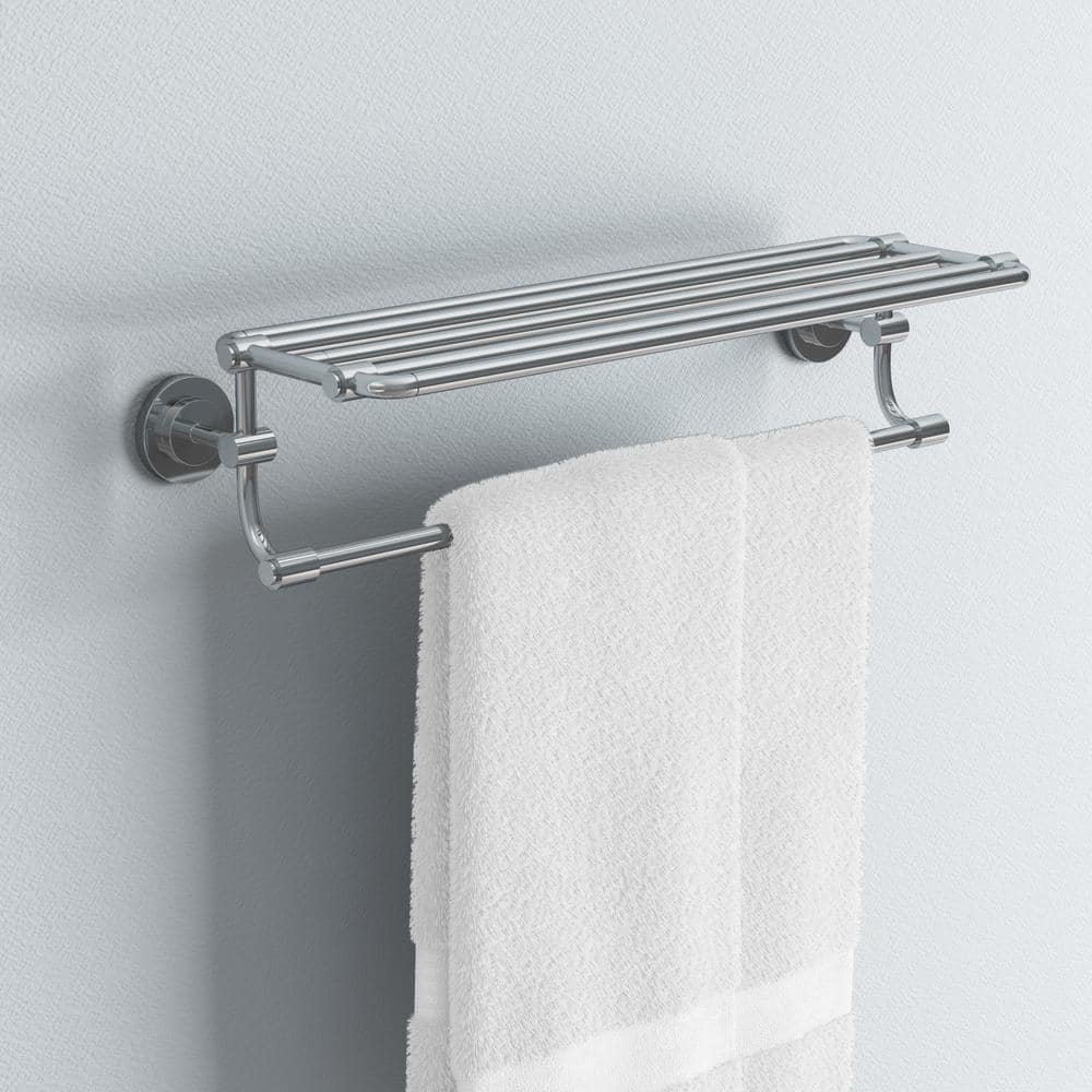 MOEN ISO 10-7/10 in. L x 6-9/25 in. H x 26-19/20 in. W Zinc Hotel-Style Bathroom Shelf in Chrome (2)