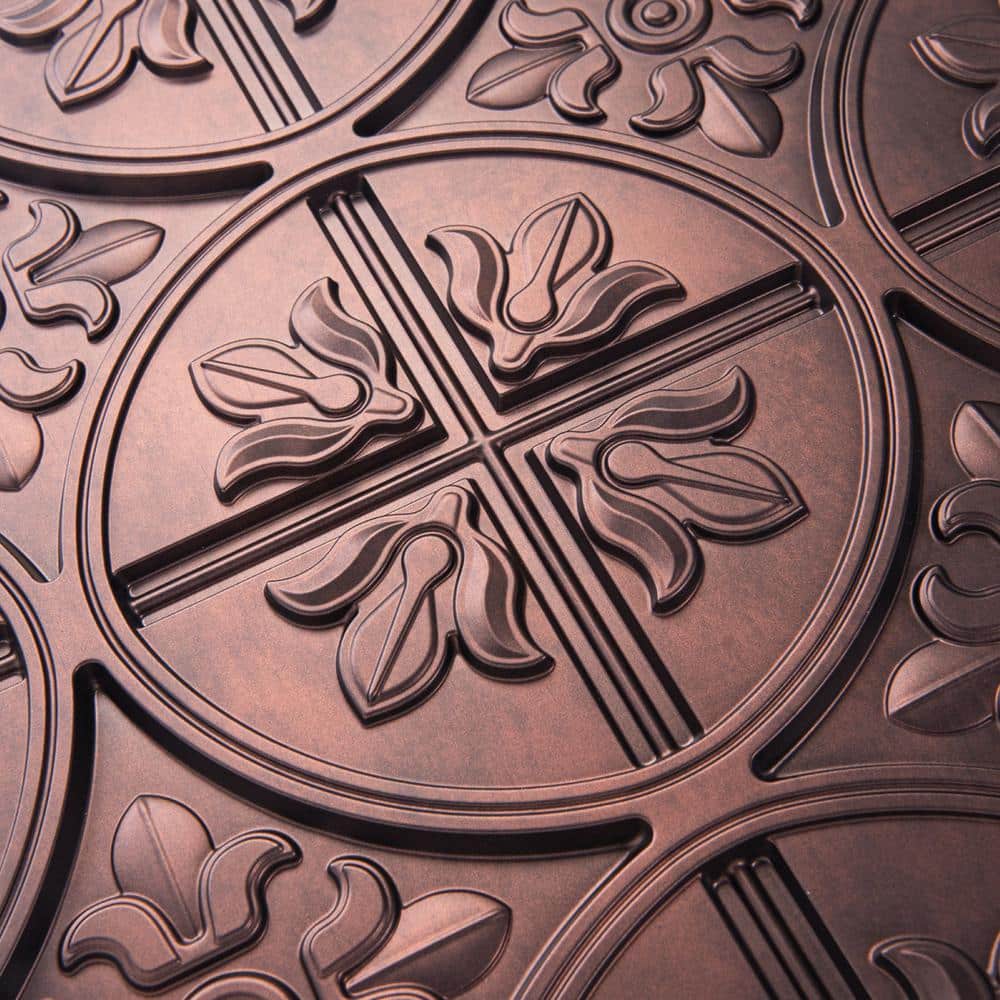 Art3dwallpanels Antique Bronze 2 ft. x 2 ft. PVC Decorative Drop in/Lay in Ceiling Tile (48sq.ft./case) (3)