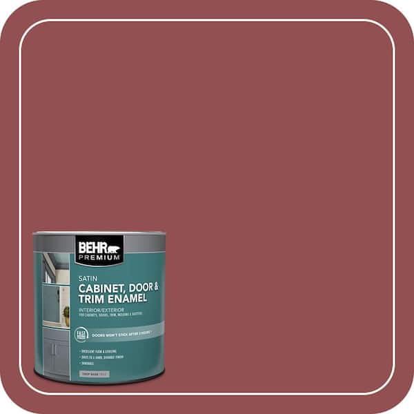 BEHR PREMIUM 1 qt. #PPU1-08 Pompeian Red Satin Enamel Interior/Exterior Cabinet, Door & Trim Paint (2)