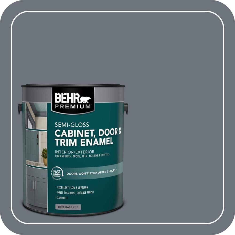 BEHR PREMIUM 1 gal. #750F-5 Silver Hill Semi-Gloss Enamel Interior/Exterior Cabinet, Door & Trim Paint