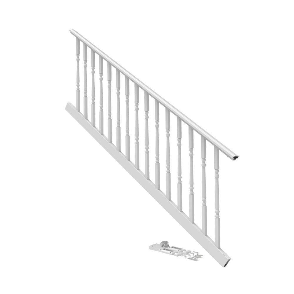 RDI 8 ft. x 36 in. Vinyl Original Rail 32-Degree to 38-Degree Stair Rail Kit Turned Baluster in White (2)