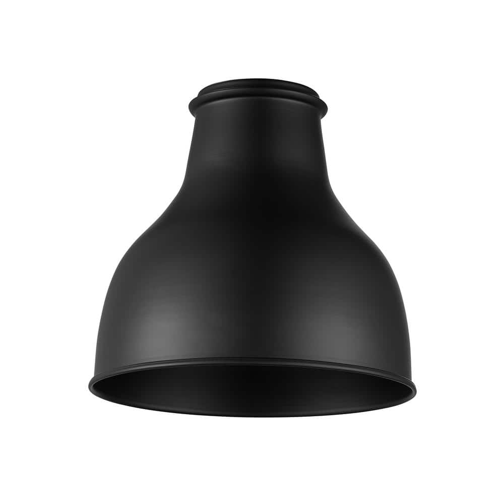 PRIVATE BRAND UNBRANDED 7.25 in. Matte Black Metal Bell Shaped Replacement Pendant Shade with 2.25 in. Neckless Fitter (2)
