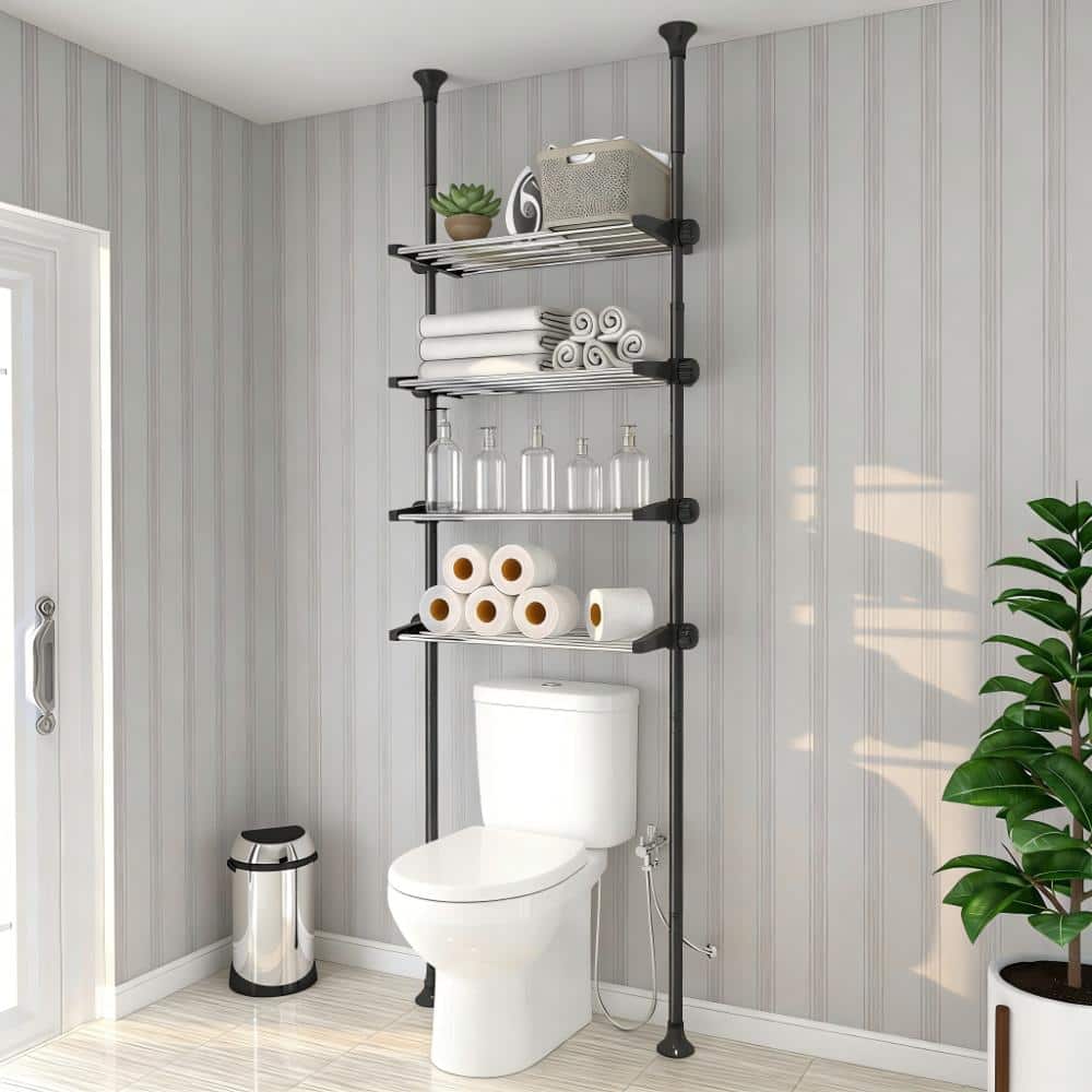 Whatseaso 12.5 in. W x 97 in. H x 10 in. D Black Over The Toilet Storage (3)