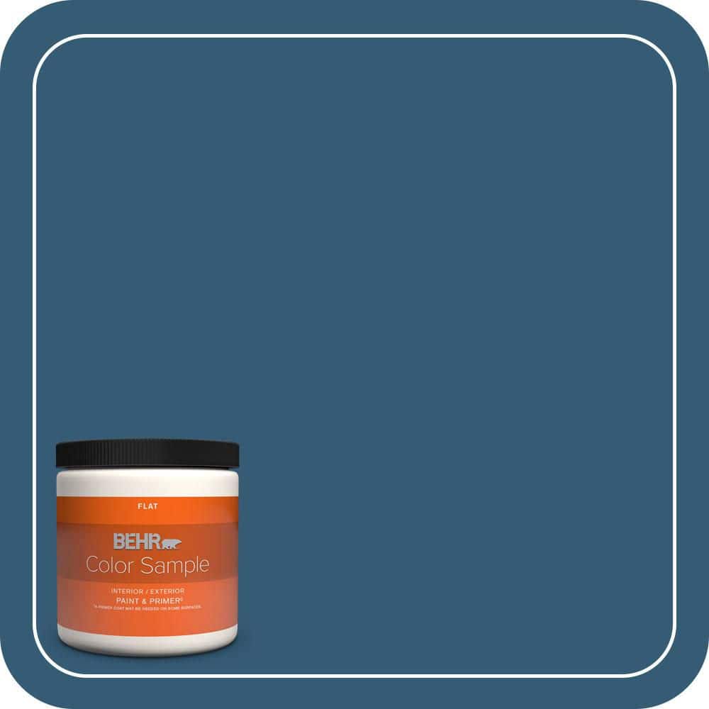 BEHR PREMIUM PLUS 8 oz. #M490-7 Shasta Lake Flat Interior/Exterior Paint & Primer Color Sample