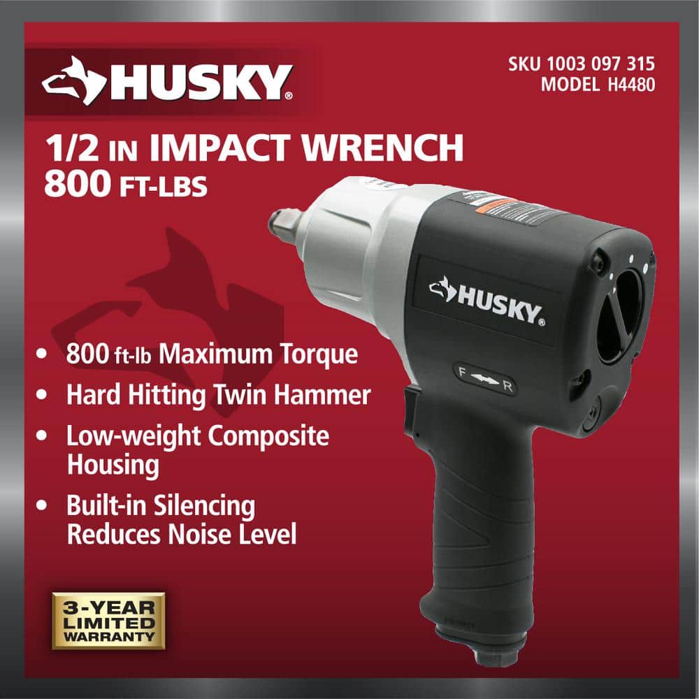 Husky 800 ft./lbs. 1/2 in. Impact Wrench (2)