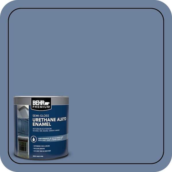 BEHR PREMIUM 1 qt. #S530-5 Brisk Blue Semi-Gloss Enamel Urethane Alkyd Interior/Exterior Paint (2)