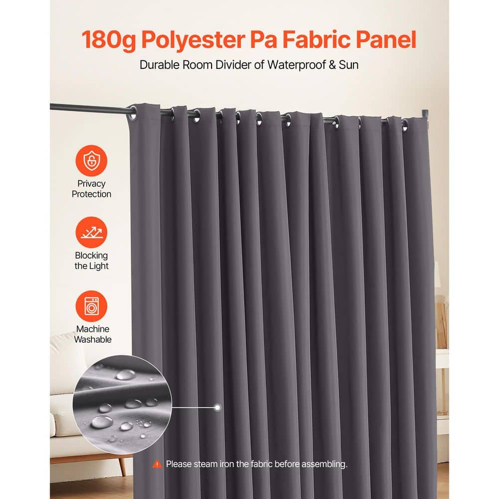 SKYSHALO Room Divider, 8 ft. x 10 ft. Portable Panel Room Divider with Wheels Curtain Divider Stand, Room Divider Gray Polywire (2)