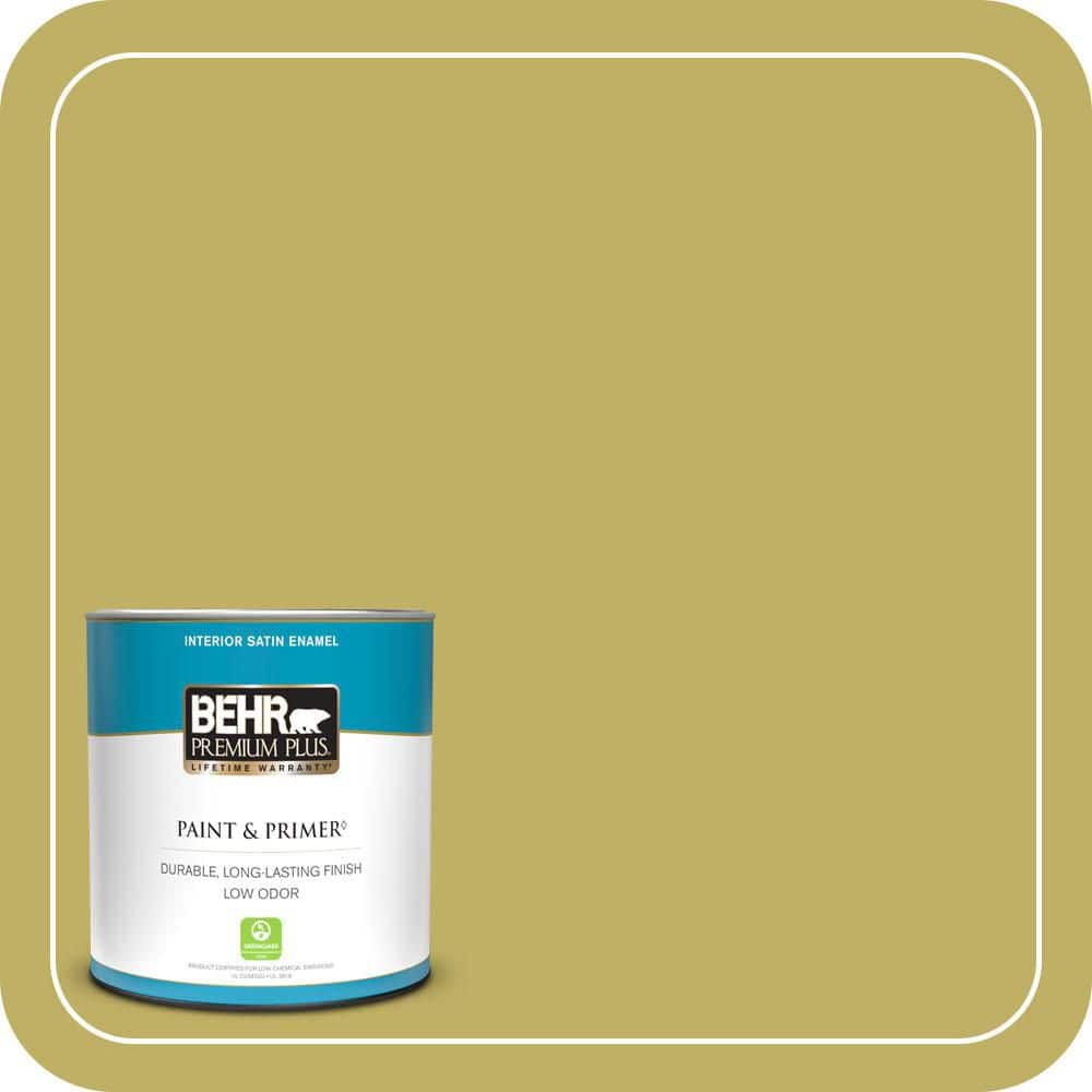 BEHR PREMIUM PLUS 1 qt. #PPU9-06 Riesling Grape Satin Enamel Low Odor Interior Paint & Primer