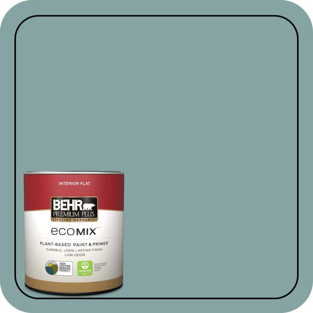 BEHR PREMIUM PLUS 1 qt. #PPU13-08 Venus Teal Flat EcoMix Plant-Based Interior Paint & Primer (1)