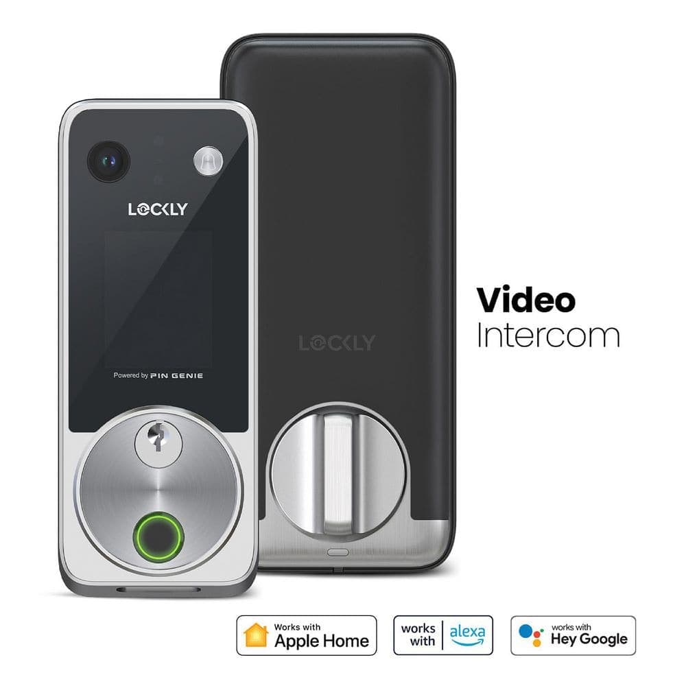 Lockly Vision 2K Video Zeno Satin Nickel Deadbolt Wifi Doorbell Smart Lock,Home Key,Night Vision,Fingerprint, Siri/Alexa/Google