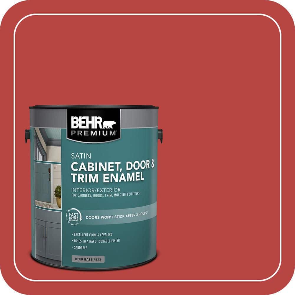BEHR PREMIUM 1 gal. #OSHA-5 OSHA SAFETY RED Satin Enamel Interior/Exterior Cabinet, Door & Trim Paint
