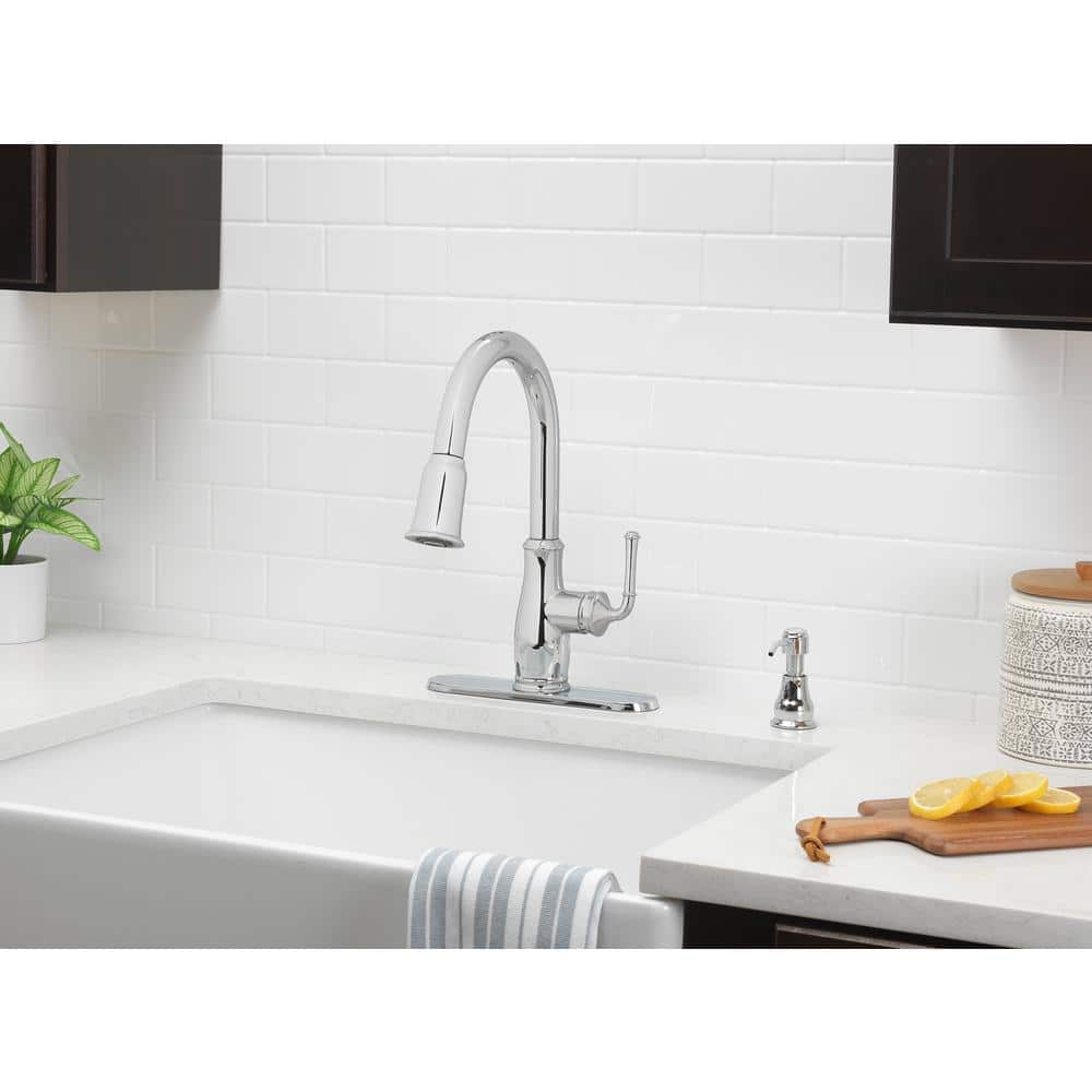 Glacier Bay Kagan Chrome 15 in. H Pull Down Sprayer Kitchen Faucet with 360° Swivel Spout (3)
