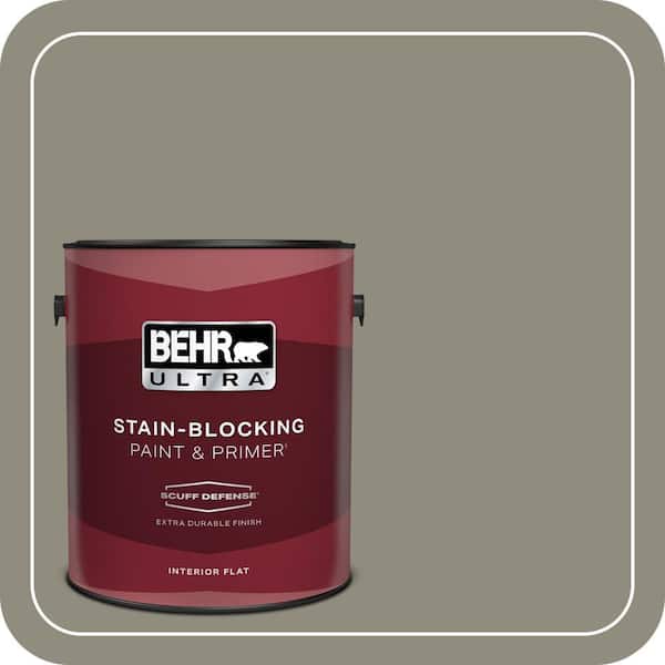 BEHR ULTRA 1 gal. #MQ6-25 Pavement Gray Extra Durable Flat Interior Paint & Primer (2)