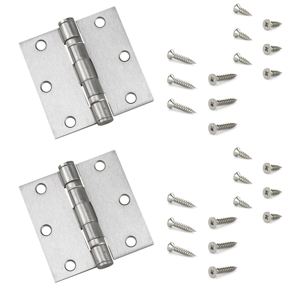 Onward 3-1/2 in. x 3-1/2 in. Brushed Nickel Full Mortise Ball Bearing Butt Hinge (2-Pack) (2)