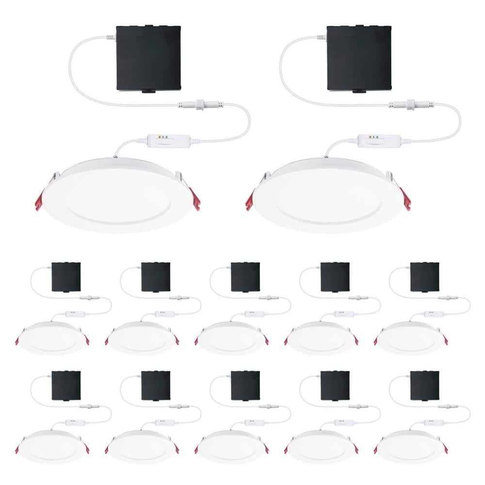 Commercial Electric 12-Pack 6 in. Pro Value Series Integrated LED Adjustable CCT Canless Recessed Light, Kitchen Bathroom Living Room, White (2)