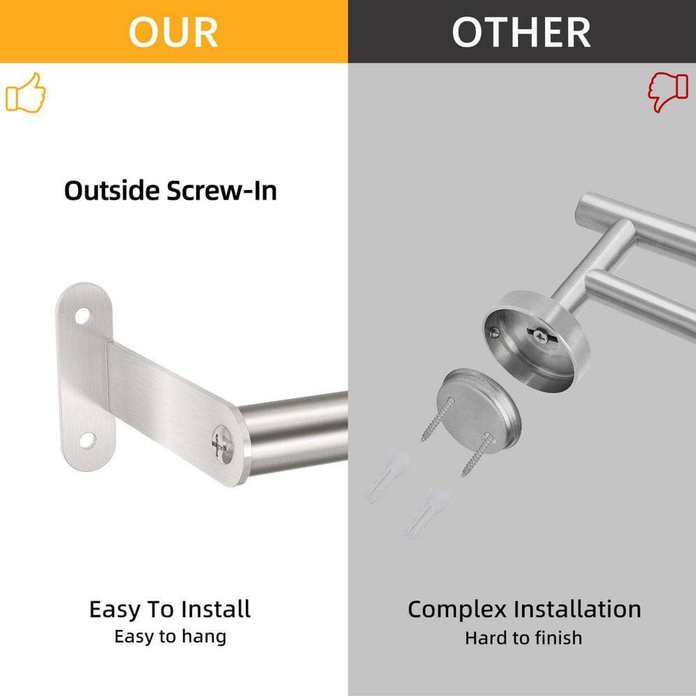 KHKFY Brushed Nickel Stainless Steel Towel Bar for Bathroom, Wall Mounted 24 Inch Heavy Duty Rod Holder Pro (2)