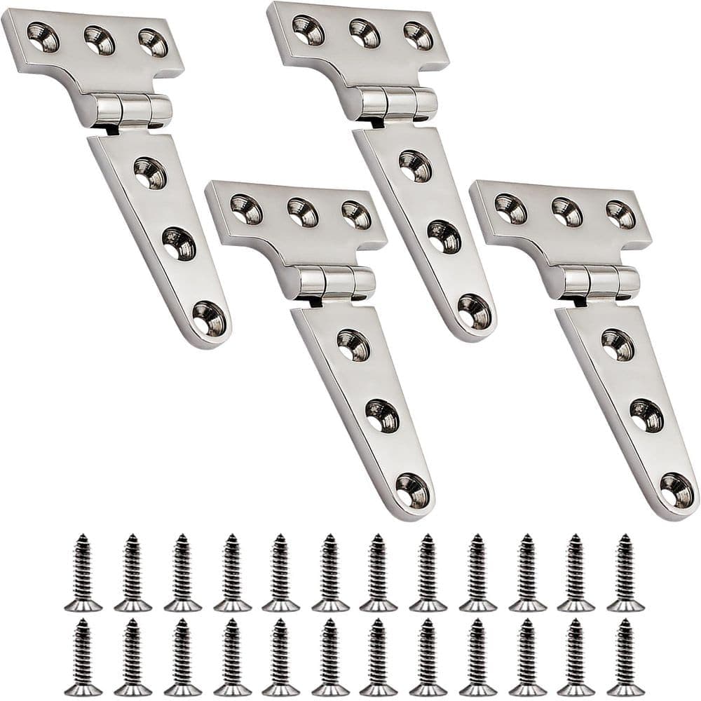 Numhew 4 in. x 2 in. 316 Stainless Steel Marine Grade Heavy Duty T Hinges with Screws for Cabinets, Furniture (4-Pack)