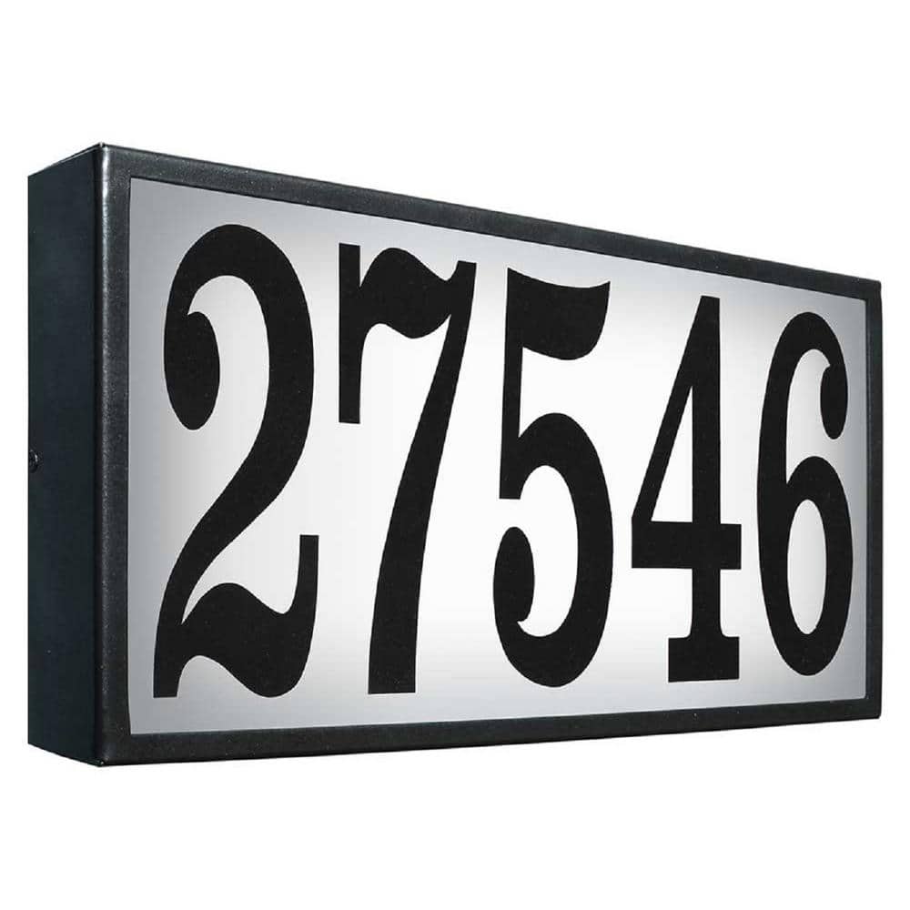 QualArc Serrano Extra Large Galvanized Steel Black Lighted Address Plaque with LED Lights