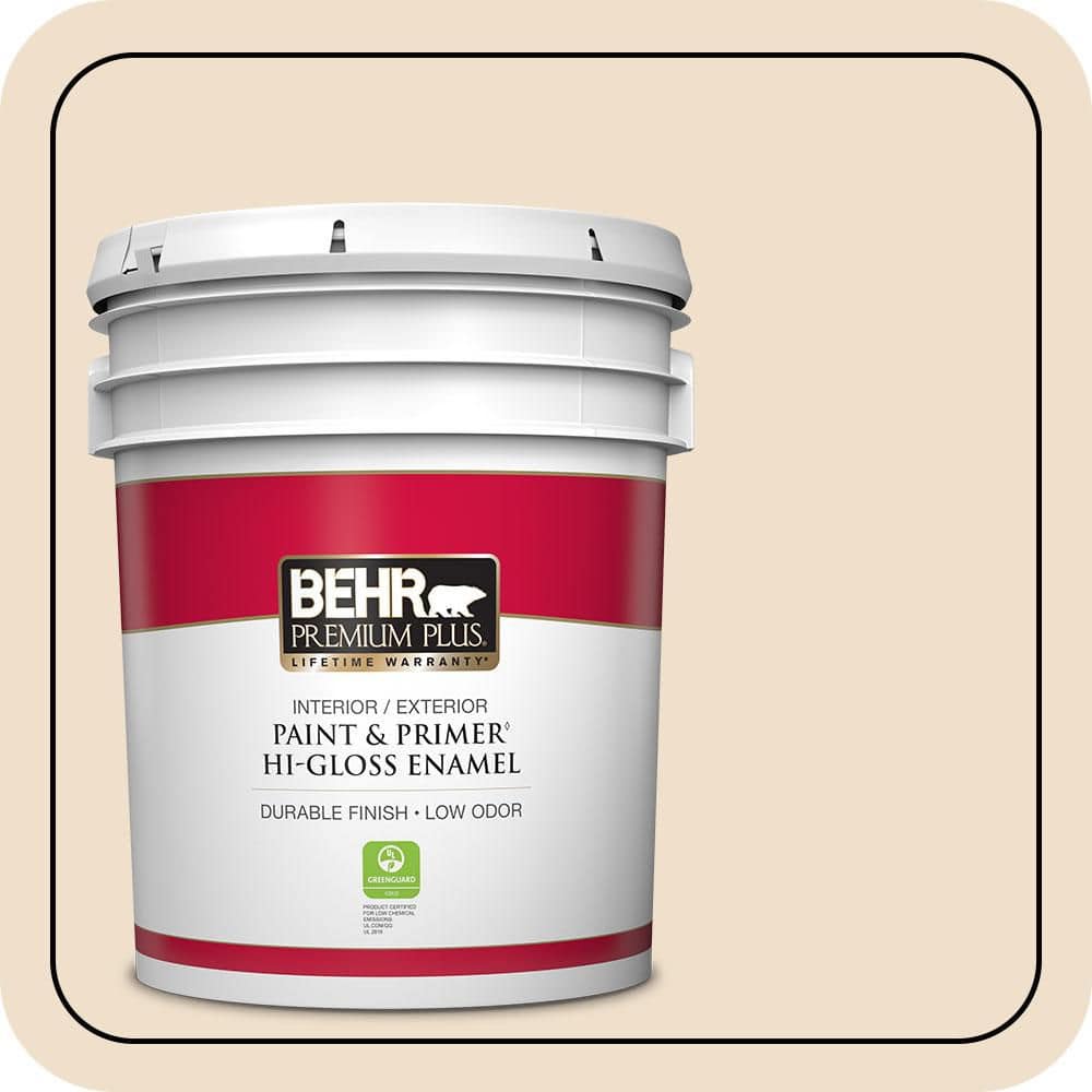 BEHR PREMIUM PLUS 5 gal. #N280-1 Scroll Hi-Gloss Enamel Interior/Exterior Paint & Primer (1)