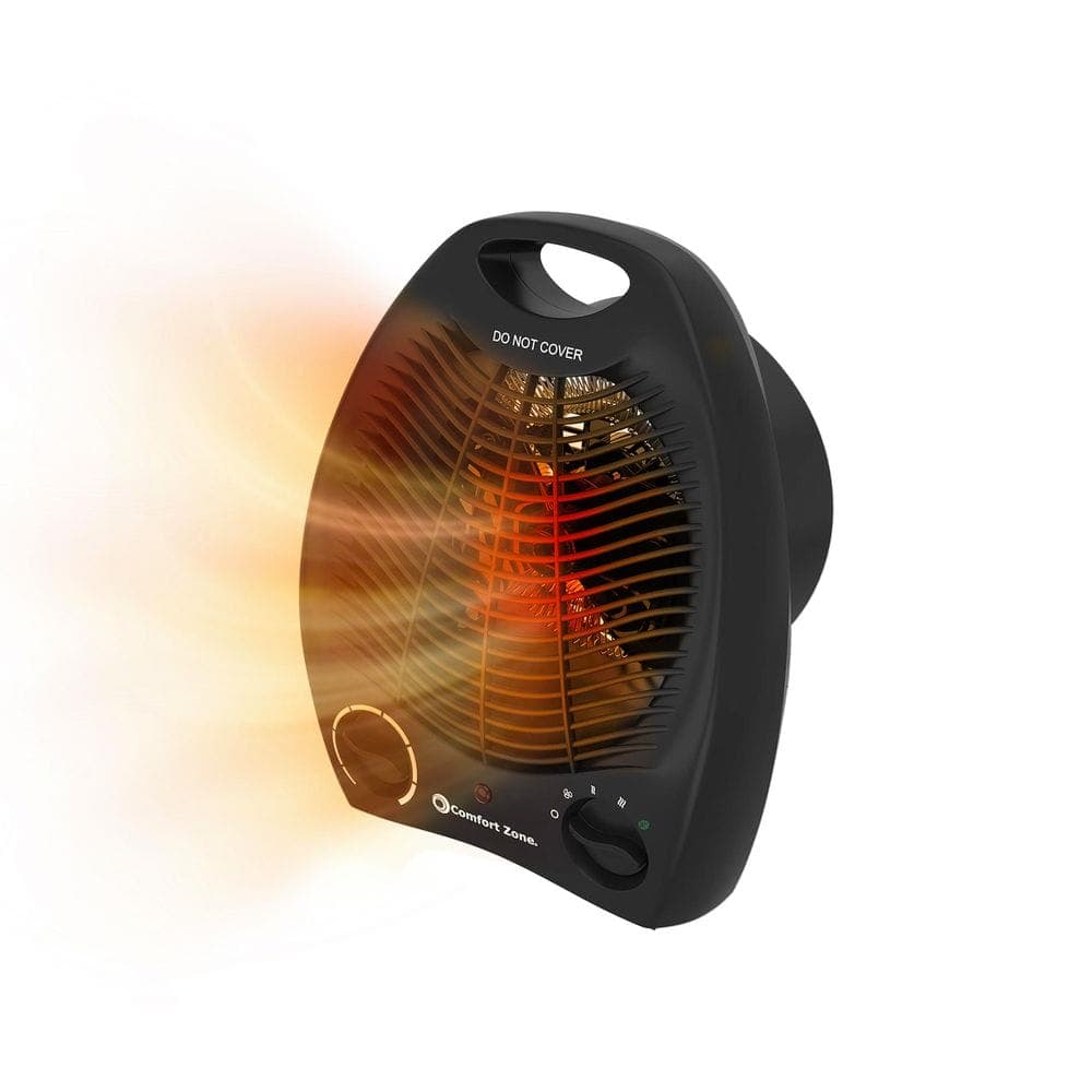 Comfort Zone 1500-Watt Electric Fan Forced Compact Heater and Fan Combo, Black