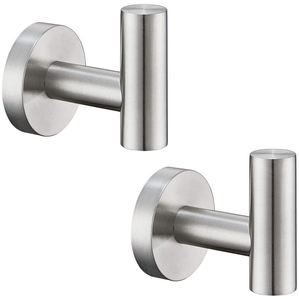 KHKFY Brushed Nickel 2-Pack Round Wall-Mount Robe and Towel Hooks for Bathroom, 1.9 in. x 2.6 in. x 2.2 in.
