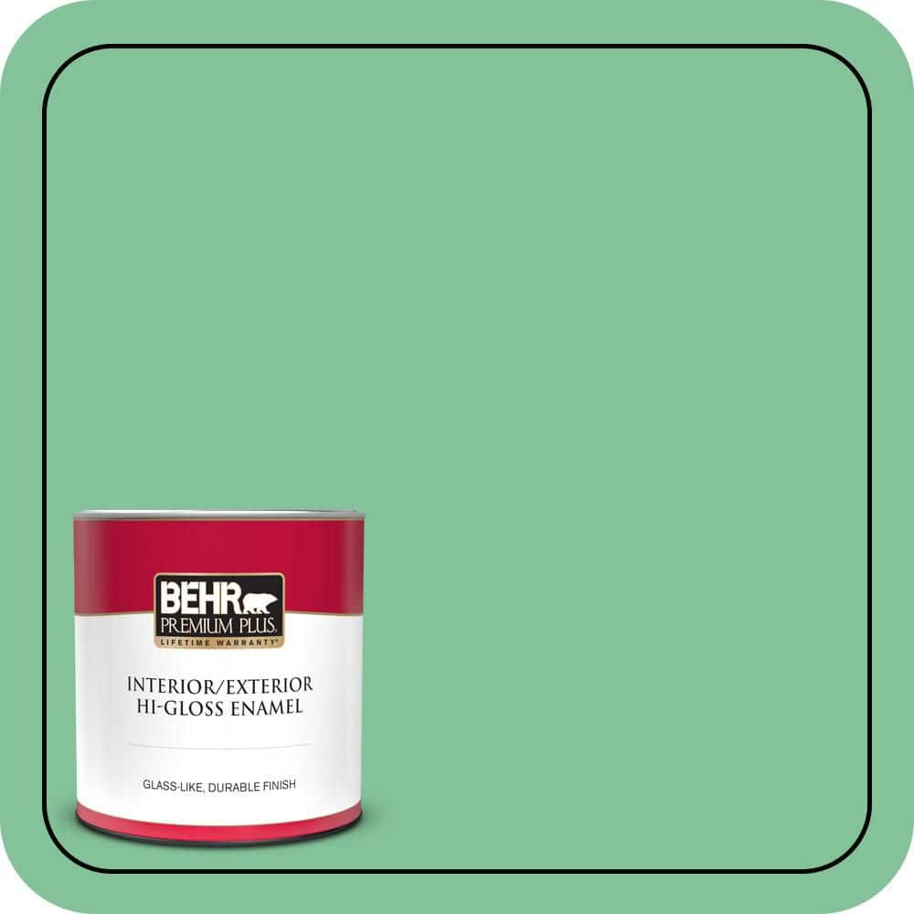 BEHR PREMIUM PLUS 1 qt. #P410-4 Willow Hedge Hi-Gloss Enamel Interior/Exterior Paint & Primer (1)