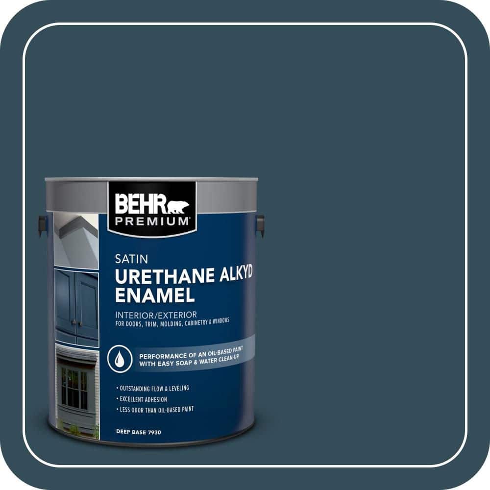 BEHR PREMIUM 1 gal. Home Decorators Collection #HDC-CL-28 Nocturne Blue Urethane Alkyd Satin Enamel Interior/Exterior Paint (1)