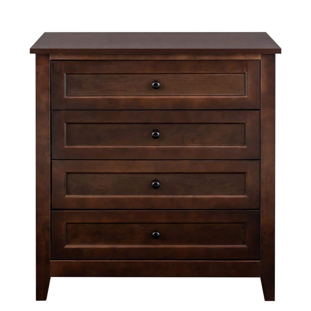 Unbranded 17.72 in. W x 32.68 in. D x 35.55 in. H Auburn Brown Linen Cabinet with 4-Drawers, Retro Round Handle