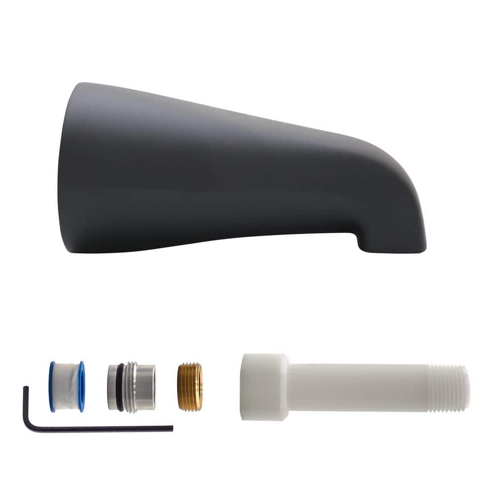 Westbrass Universal Fit 5-1/4 in. Wall Mount Tub Spout, Zinc in Matte Black (1)