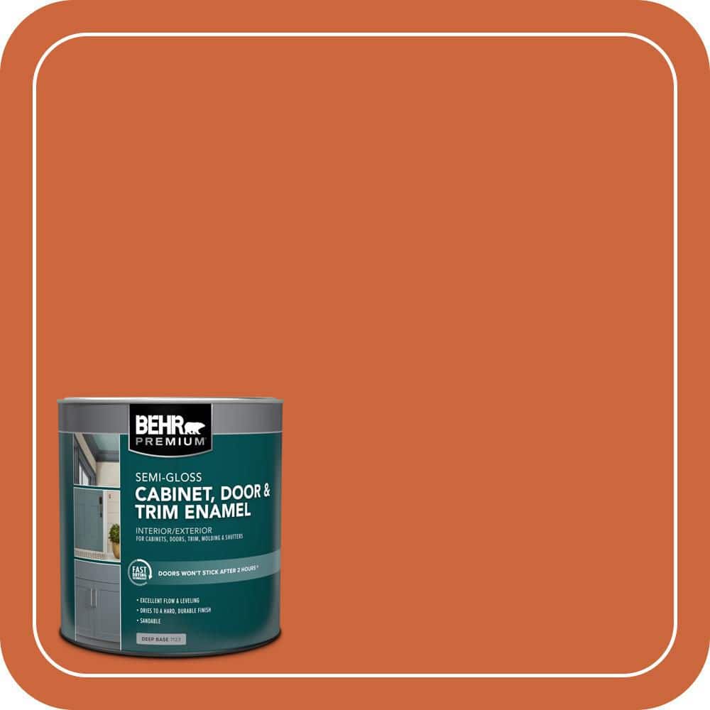 BEHR PREMIUM 1 qt. #S-H-250 Pumpkin Patch Semi-Gloss Enamel Interior/Exterior Cabinet, Door & Trim Paint
