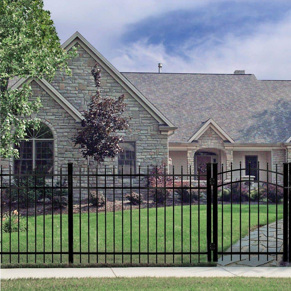 Barrette Outdoor Living Cascade/New Hope Standard-Duty 2 in. x 2 in. x 5-7/8 ft. Black Aluminum Fence Gate Post (2)
