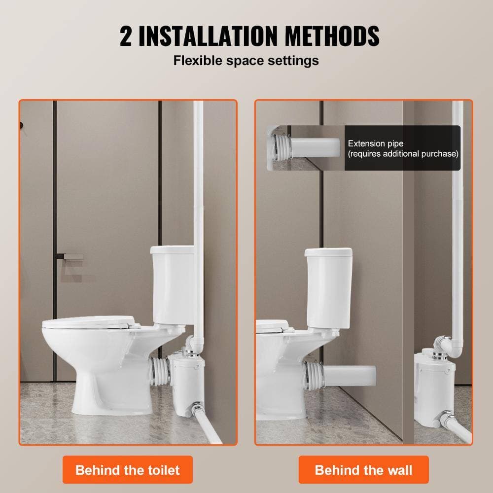 Bunpeony Macerating Upflush Toilet System with 500W Macerator Pump, Rear Discharge Toilet for Basement, Dual Flush, 3-Inlet (3)
