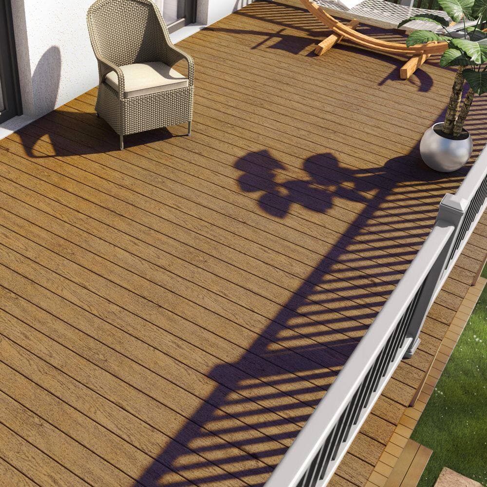 DuxxBak Water-Shedding 1 in. x 5.25 in. x 3 in. Copper Canyon Composite Deck Board Sample (3)
