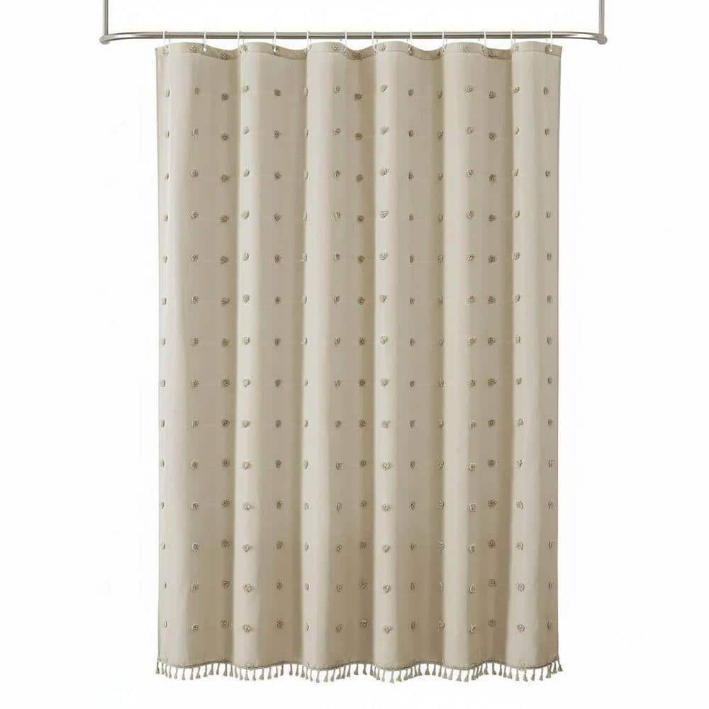 Unbranded Boho Farmhouse 72 in. W x 72 in. L Fabric Shower Curtain in Beige (1)