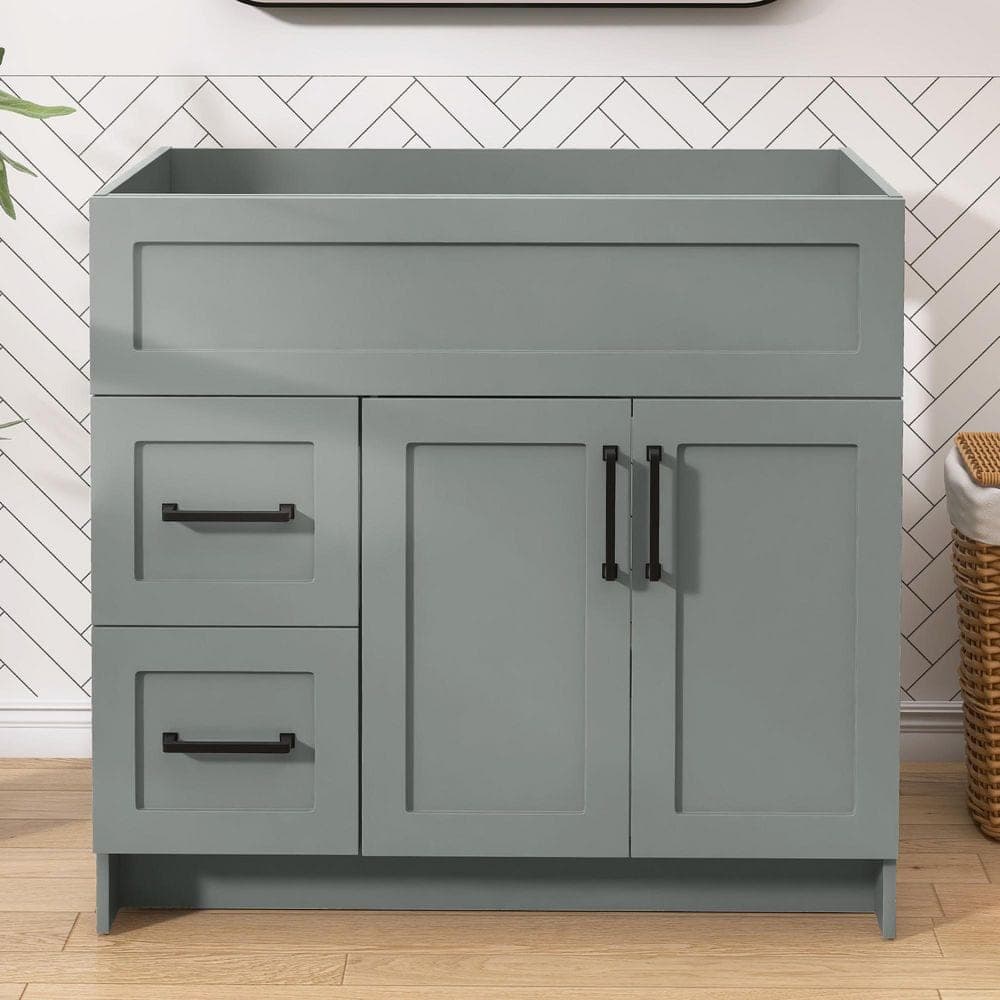 Zeafive Mox 36 in. W x 21.5 in. D x 33.5 in. H Freestanding Bathroom Vanity Cabinet without Top in Sky Gray Unassembled (1)