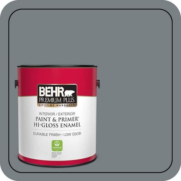 BEHR PREMIUM PLUS 1 gal. #N450-5 Intergalactic Hi-Gloss Enamel Interior/Exterior Paint & Primer (2)
