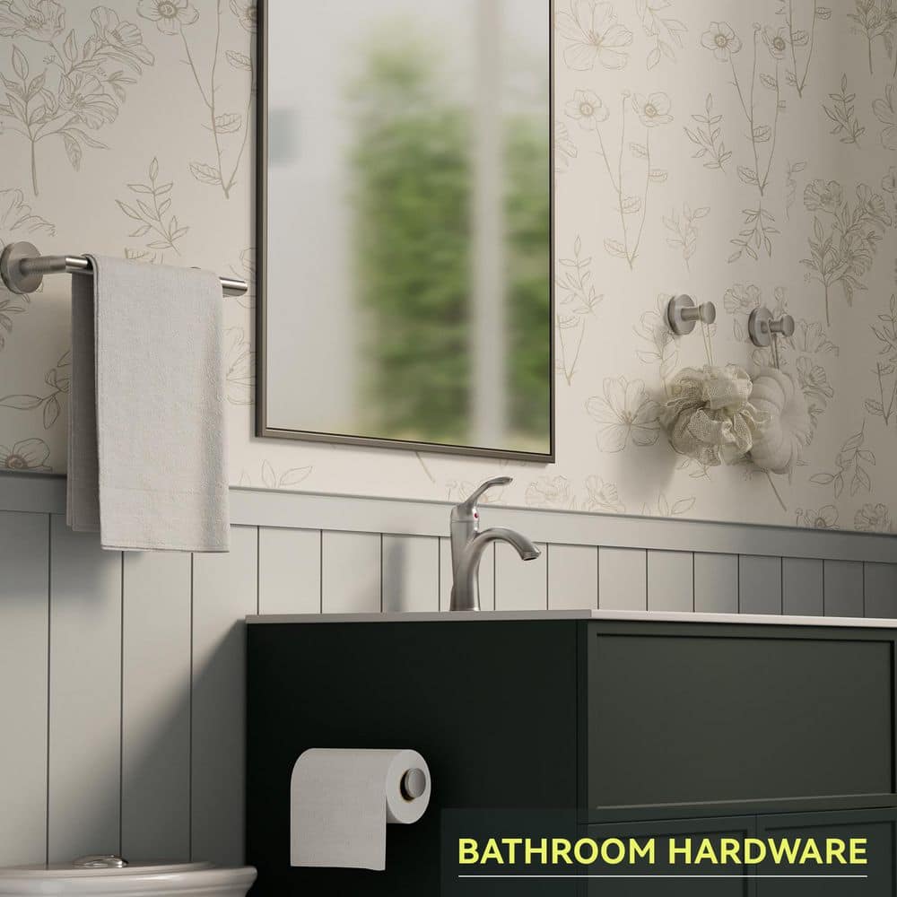 BWE 4-Piece Bath Hardware Set with Towel Rack, Toilet Paper Holder, and Towel Hooks in Brushed Nickel (2)