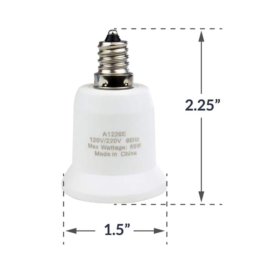 Adamax Candelabra to Standard Base (E12 to E26) Light Bulb Adapter (4)
