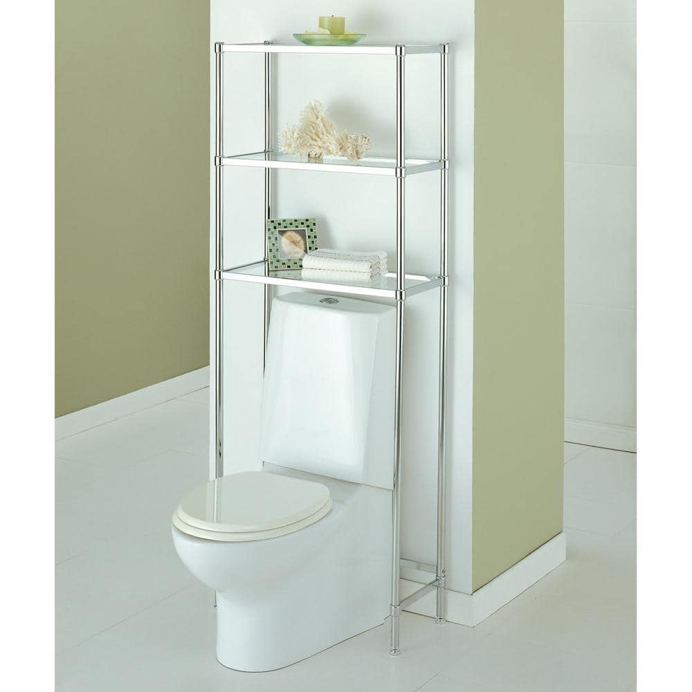 ORGANIZE IT ALL 24.25 in. W x 63.5 in. H x 10.75 in. D Silver Over-the-Toilet Storage (3)