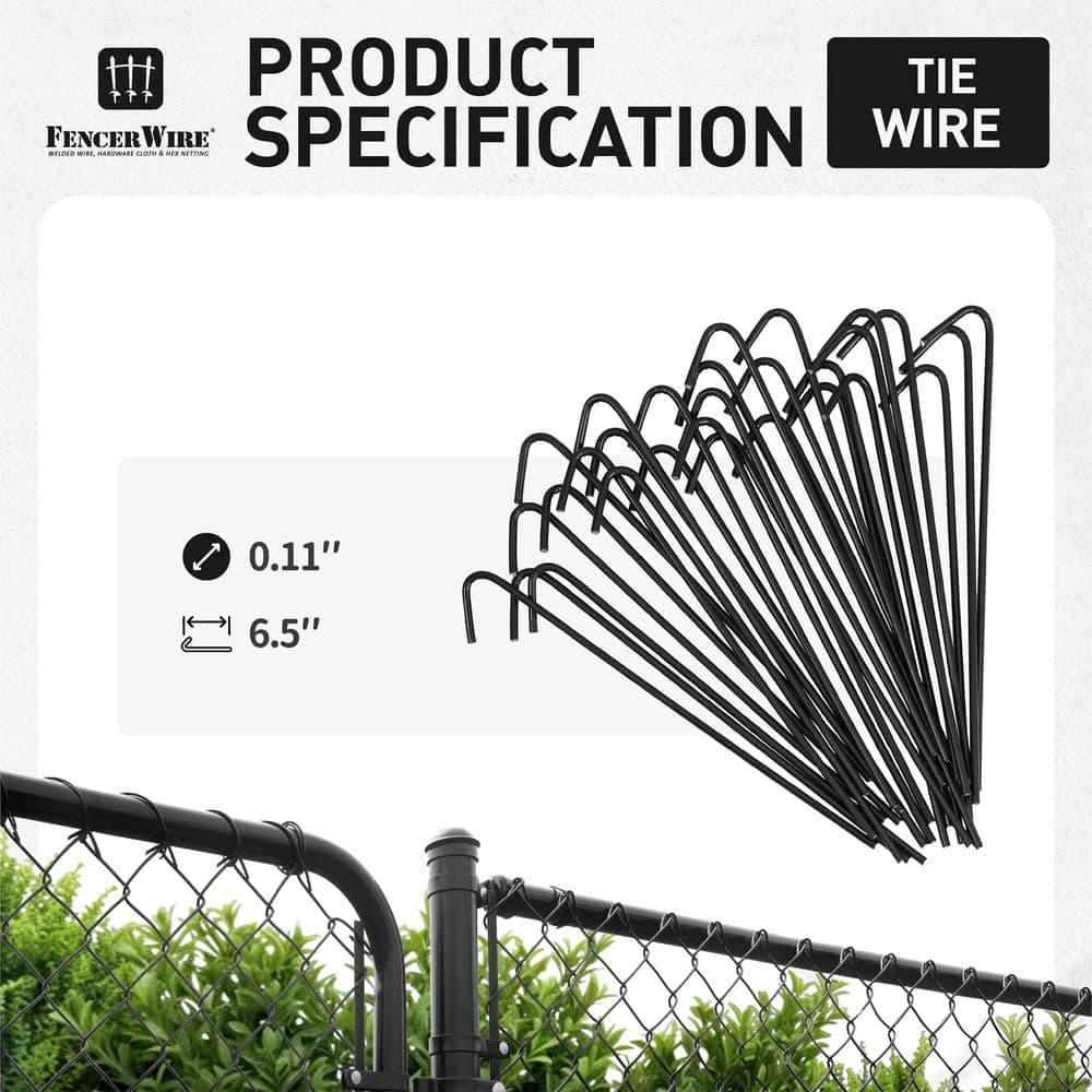 Fencer Wire 6-1/2 in. Long 10-Gauge Black Galvanized Steel Chain Link Fence Ties (150-Pack) (2)