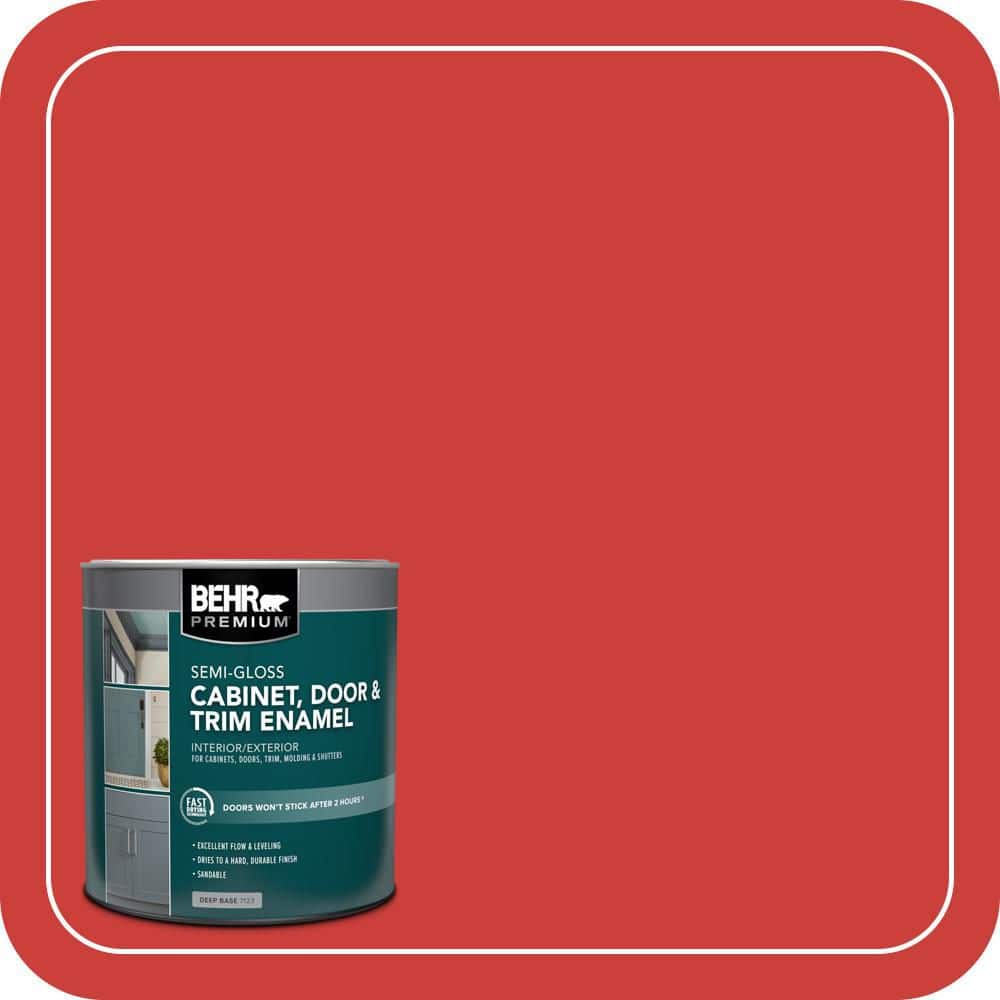 BEHR PREMIUM 1 qt. #S-G-180 Grenadine Semi-Gloss Enamel Interior/Exterior Cabinet, Door & Trim Paint (1)